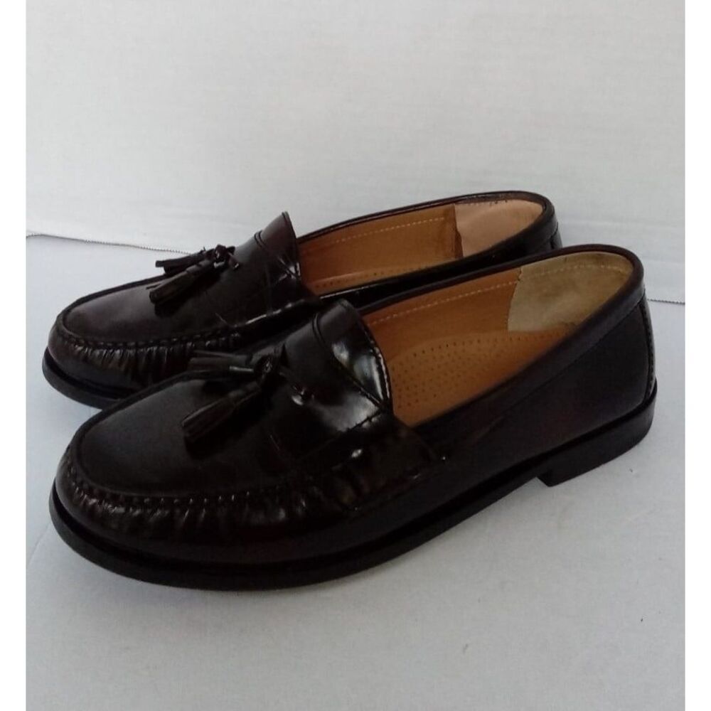 Classic Dark Brown Leather Tassel Loafers Moccasins Dress Shoes